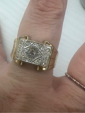 18KGE Crystal Accent Statement Ring - Clear Stone